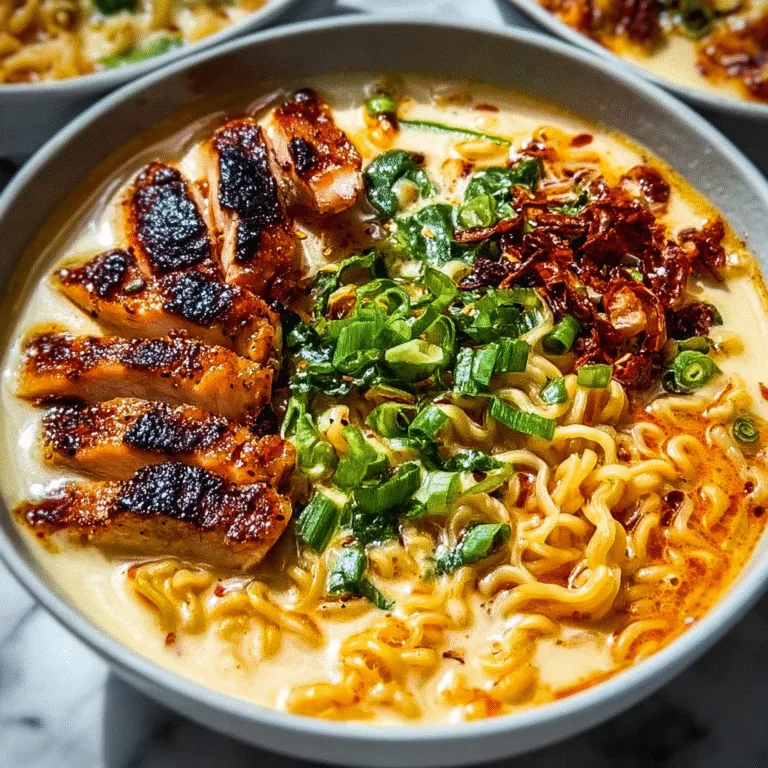 Fiery Chicken Ramen with Creamy Garlic Sauce: The Ultimate Comfort Bowl