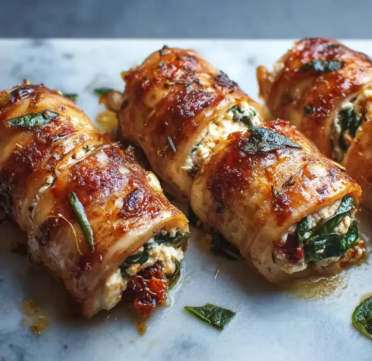 Mediterranean Magic: Rolled Up Chicken with Feta, Spinach, and Sun-Dried Tomatoes