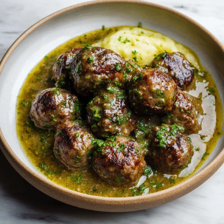 Succulent Lamb Meatballs with Refreshing Mint Gravy: A Mediterranean Delight