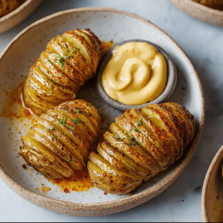 Oven-Baked Mini Hasselback Potatoes with Vegan Cajun Mayo