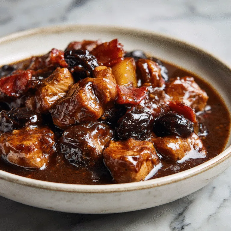 Balsamic Bourbon Pork Stew with Bacon, Apples, and Prunes: The Ultimate Fall Comfort Food