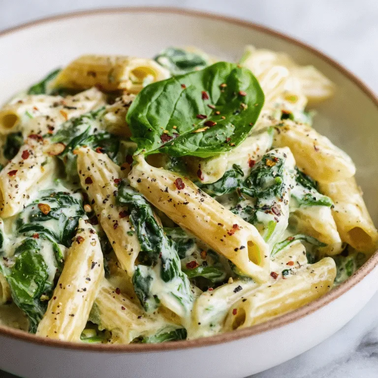 Creamy Spinach Pasta (Ready in 15 Minutes!)