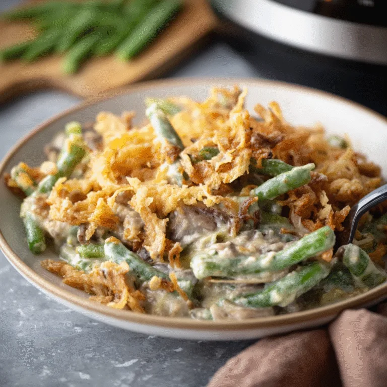 Crockpot Green Bean Casserole (Creamy, Comforting & Effortlessly Easy)