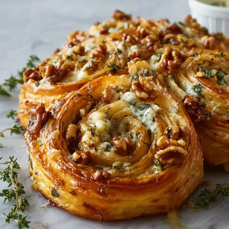 Blue Cheese Walnut and Thyme Pull-Apart Puff Pastry Twirl (Elegant, Flaky & Irresistible)