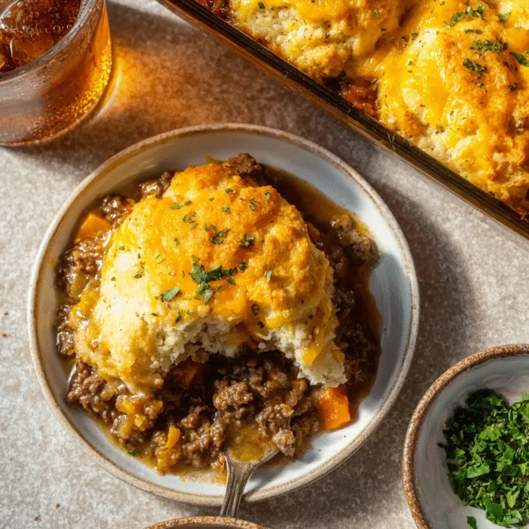 Cheddar Bay Ground Beef Cobbler (Comfort Food Magic with a Cheesy Biscuit Twist)