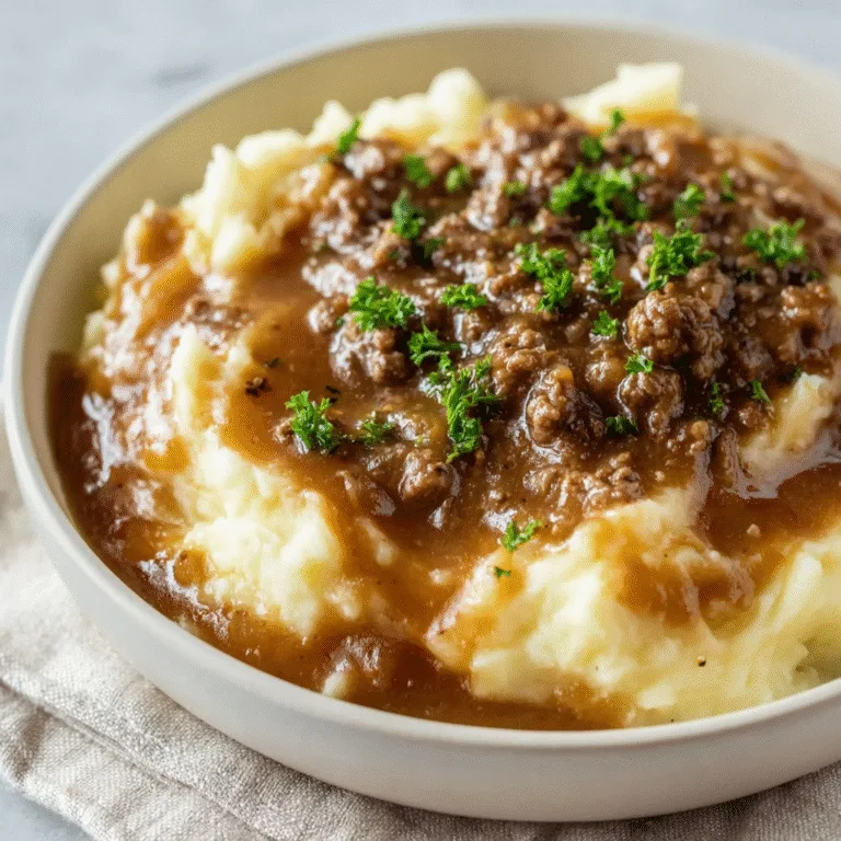 Ground Beef and Gravy Over Mashed Potatoes – Classic Comfort on a Budget