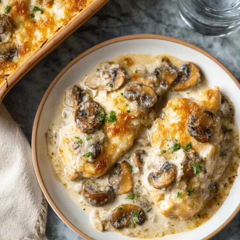 Creamy Chicken Casserole with Mushrooms — The Ultimate Cozy, Comforting, Family-Favorite Dinner