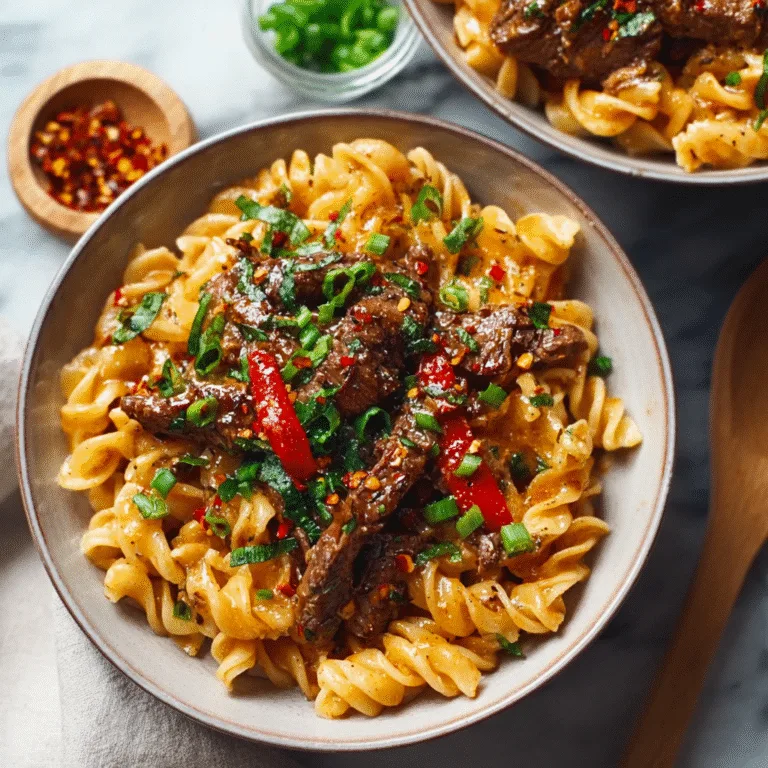 Sweet and Spicy Garlic Steak Pasta (Better Than Takeout!)