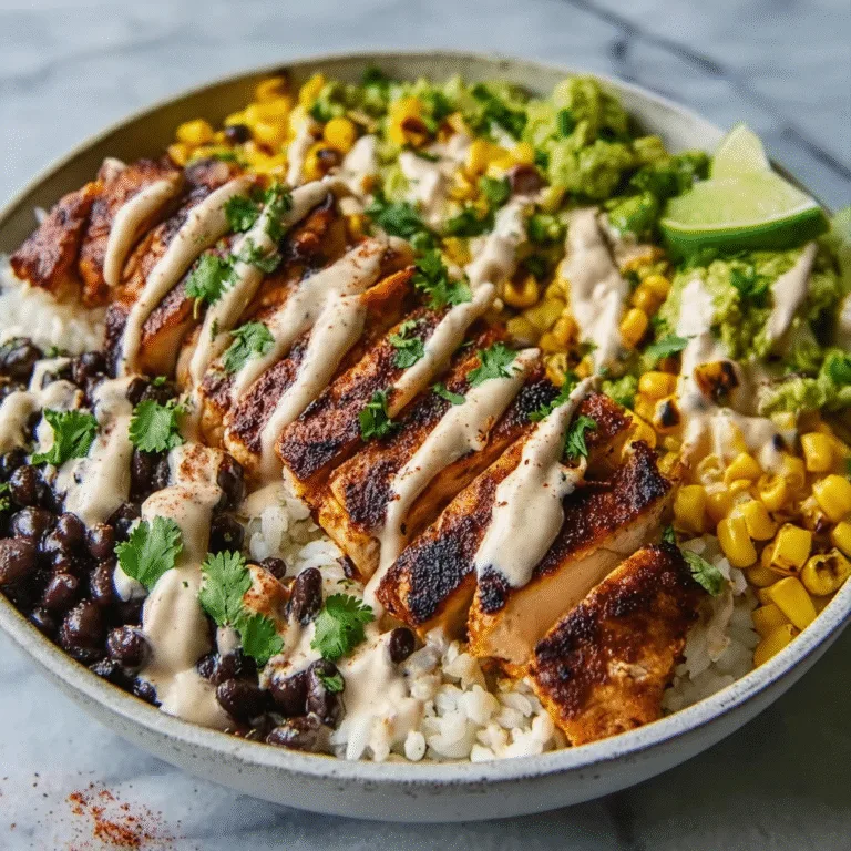 Chipotle Chicken Bowl with Black Beans, Corn & Creamy Chipotle Sauce (Smoky, Spicy & Loaded with Flavor!)