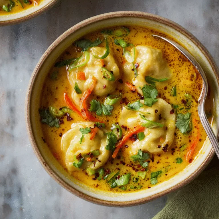 Coconut Curry Soup with Dumplings – A Flavor-Packed, Comforting Bowl of Creamy Warmth