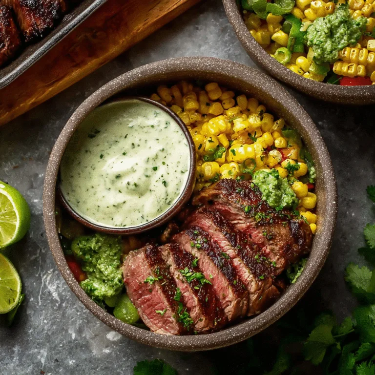 Steak Avocado Roasted Corn Bowl with Cilantro Cream Sauce — The Flavor-Packed Bowl Everyone Loves