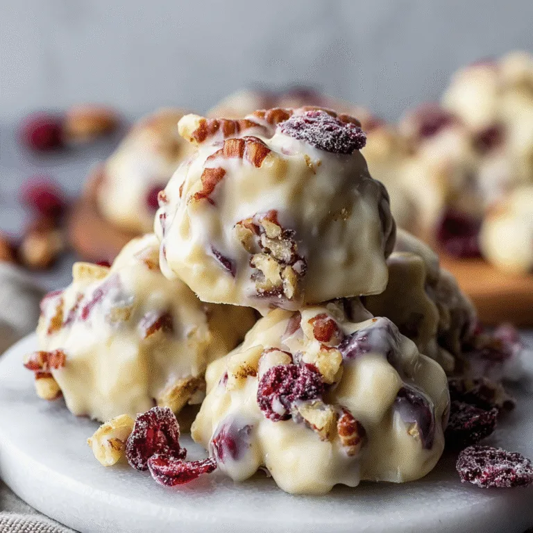 White Chocolate Cranberry Pecan Clusters (Easy 3-Ingredient No-Bake Treat!)