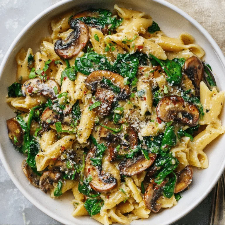 Parmesan Spinach Mushroom Pasta Skillet – A Creamy One-Pan Dinner Anyone Can Make