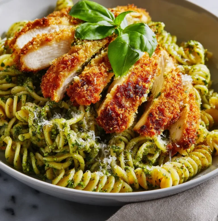 Pesto Pasta with Crispy Parmesan Chicken: A Flavor-Packed Dinner Essential