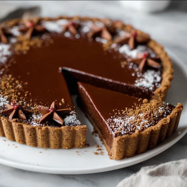 Vegan Gingerbread Chocolate Tart: Cozy, Festive, and Silky Smooth