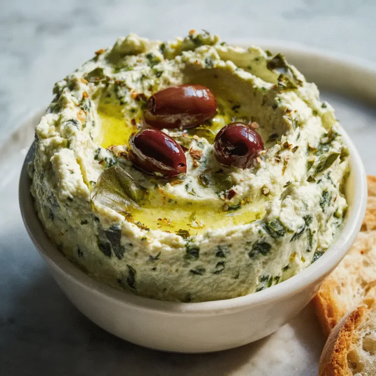 Creamy Green Olive & Feta Spread – A Mediterranean-Inspired Dream Dip