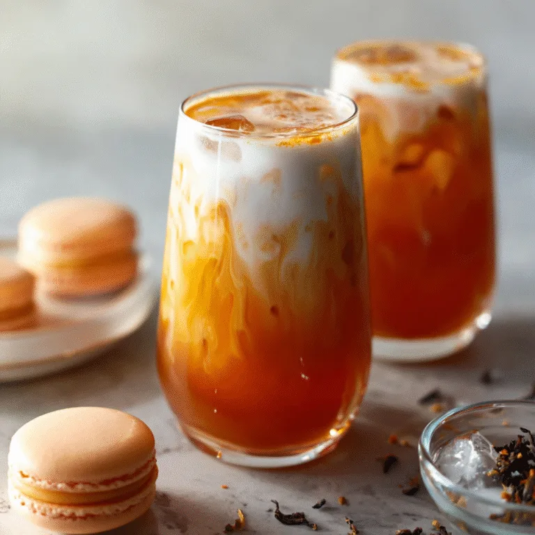 Coconut Macaron Thai Iced Tea – A Tropical Café-Style Indulgence