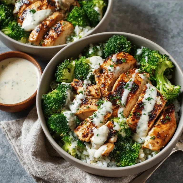 Grilled Chicken & Broccoli Bowls with Creamy Garlic Sauce: A Healthy Dinner That Delivers Big Flavor