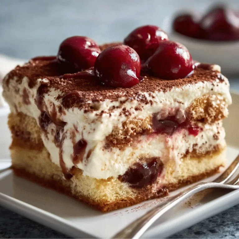 Cherry Amaretto Tiramisu – A Luxurious, No-Bake Dessert with a Fruity Twist