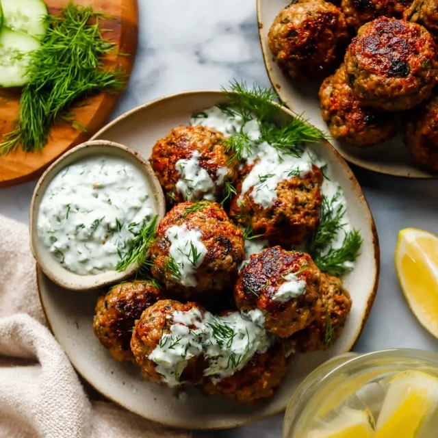Irresistible Baked Greek Lentil Meatballs with Tzatziki