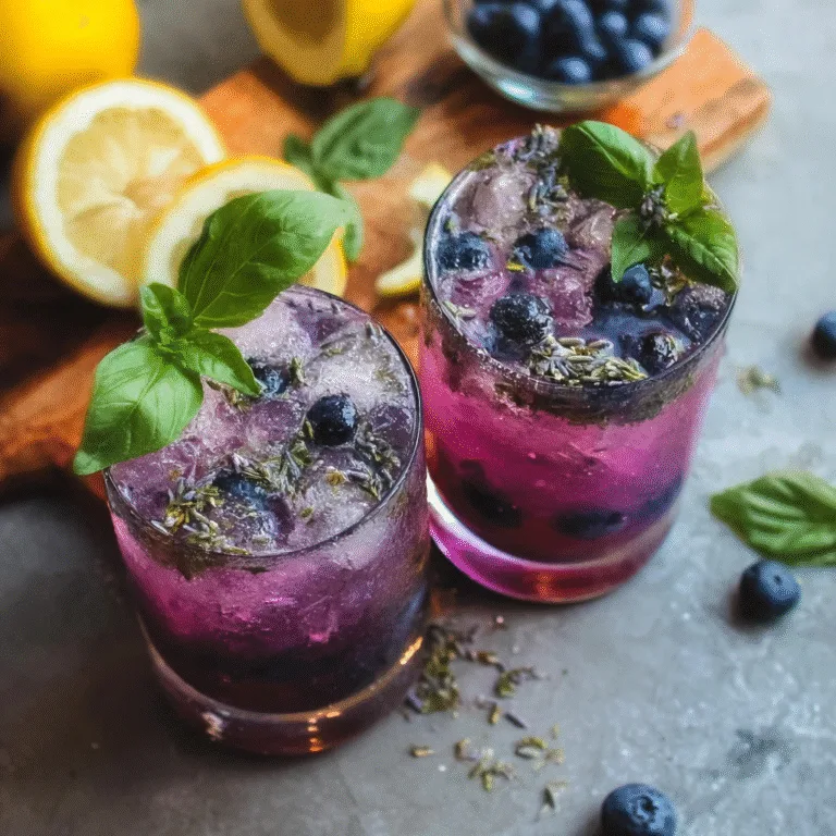 Blueberry Basil Lemon Lavender Mocktail