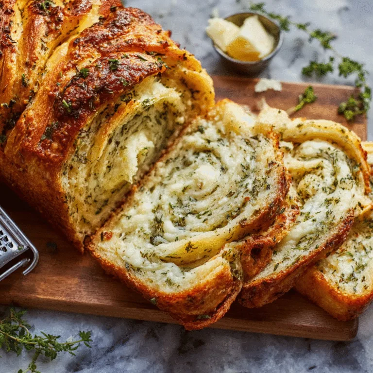 Swirled Garlic Herb and Cheese Bread
