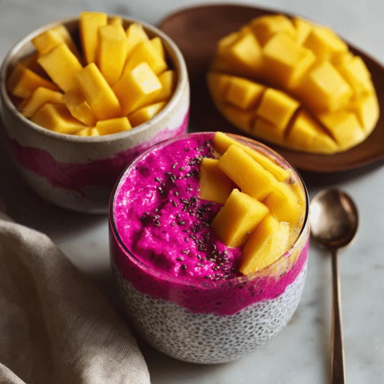 Mango and Dragon Fruit Chia Pudding: A Vibrant Tropical Breakfast