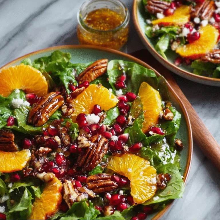 Festive Winter Salad with Oranges, Pomegranate & Candied Pecans