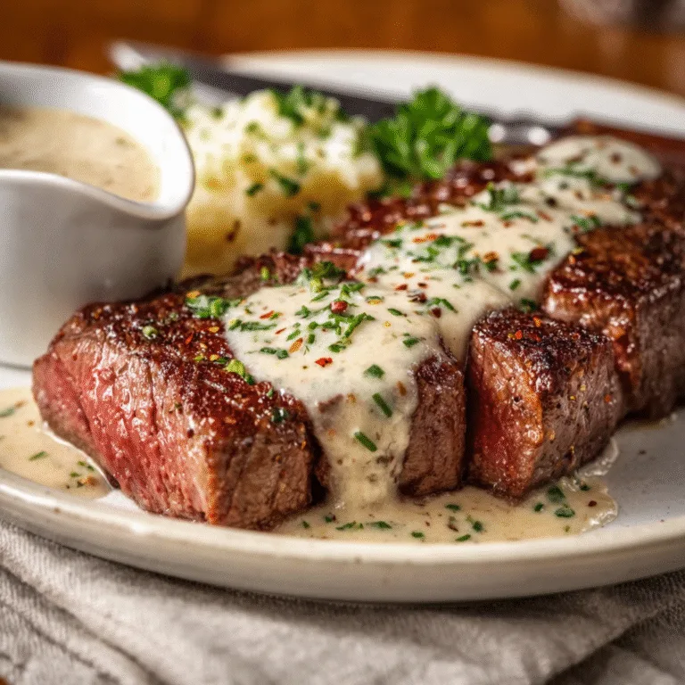 Juicy Steak with Creamy Garlic Sauce