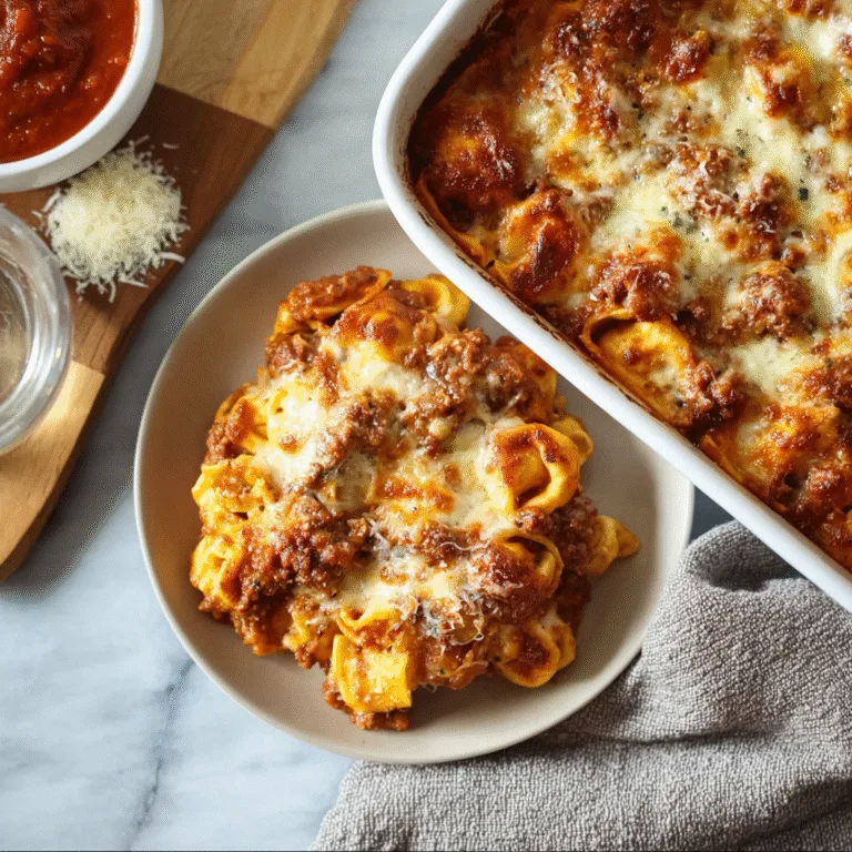 Cheesy Baked Tortellini Casserole with Meat Sauce (Ultimate Comfort Food)