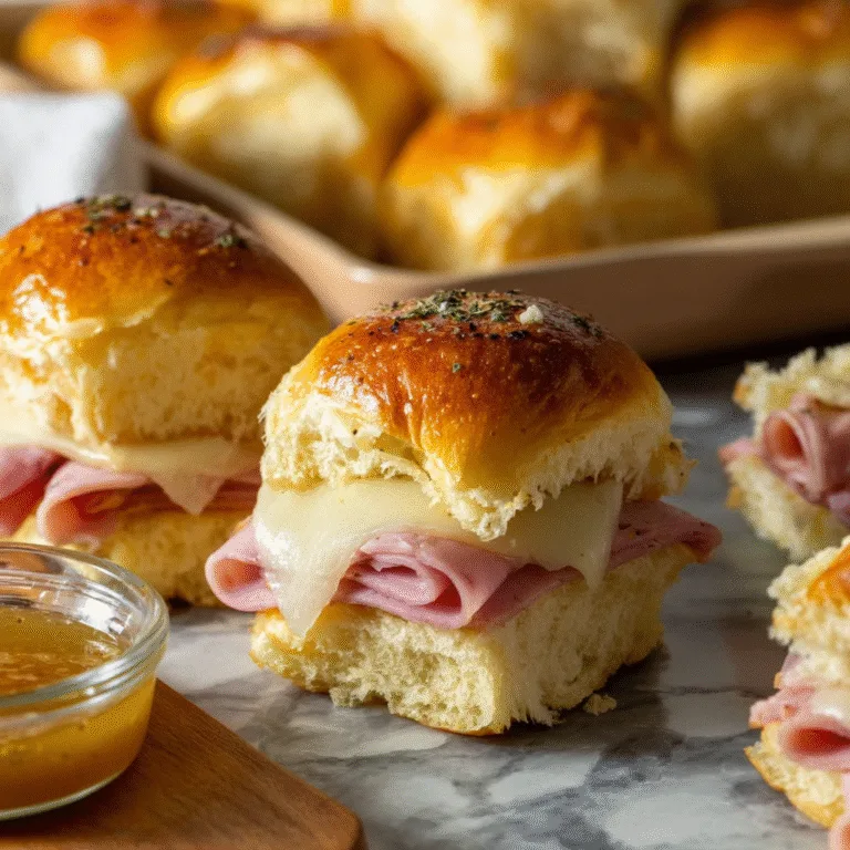 Hot Ham and Cheese Sliders on Hawaiian Rolls