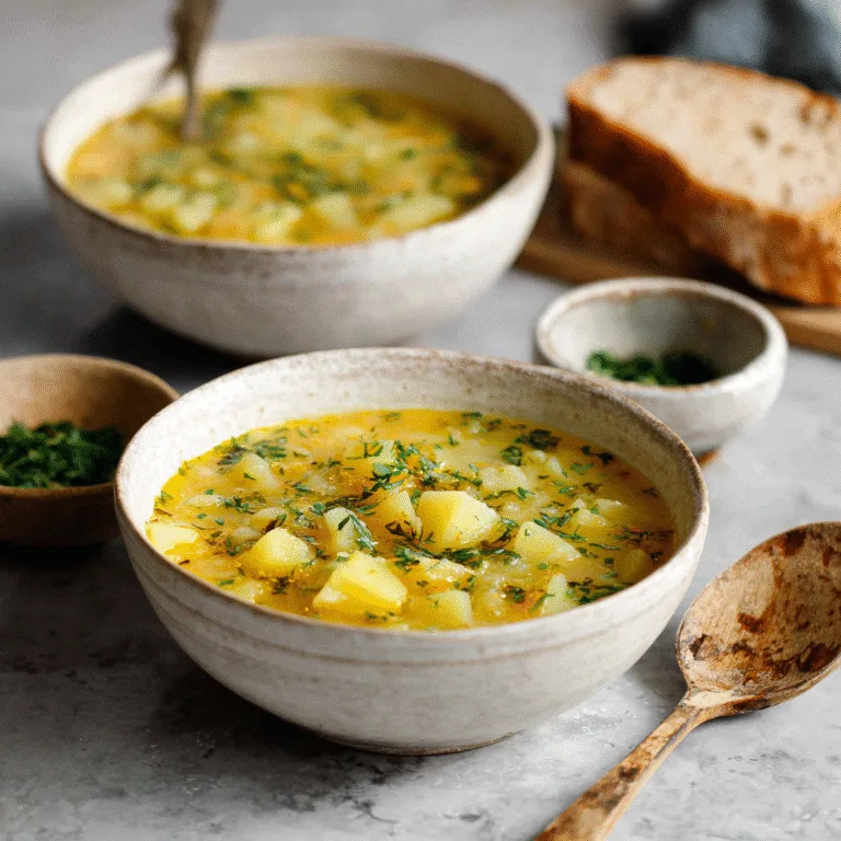 Creamy Vegan German Potato Soup (Kartoffelsuppe)