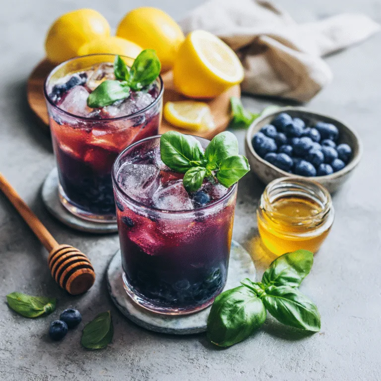 Blueberry Basil Lemon Lavender Mocktail (Fresh, Floral & Alcohol-Free)
