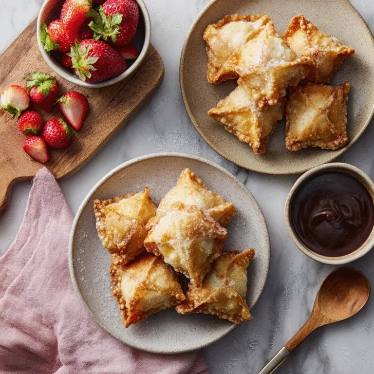 Deep-Fried Strawberry Cheesecake Stuffed Wonton Bites