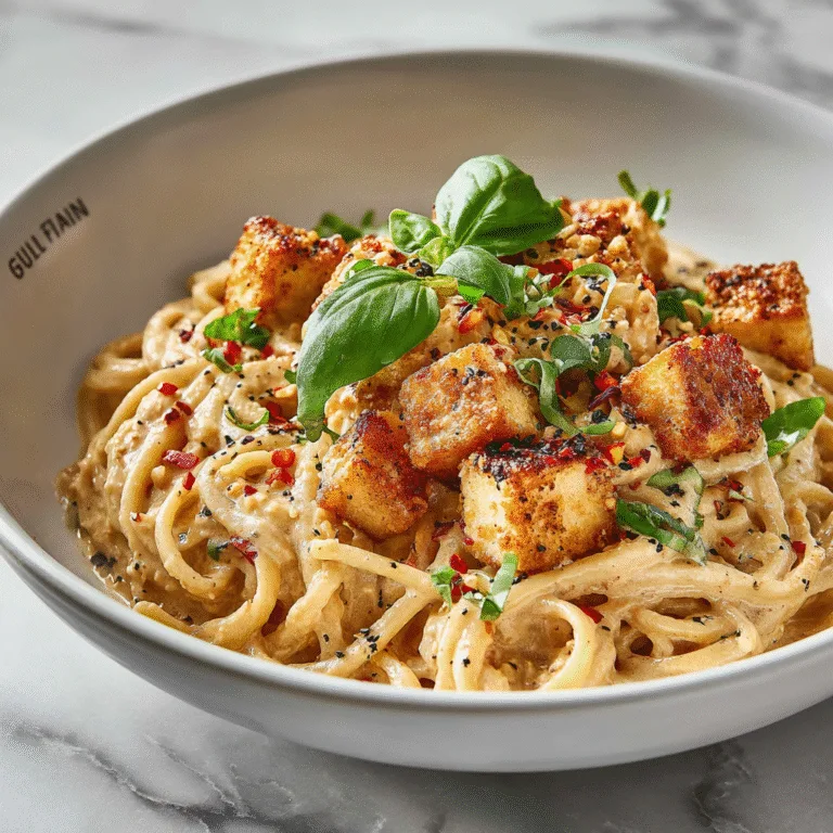 Vegan Marry Me “Chicken” Pasta with Crispy Tofu