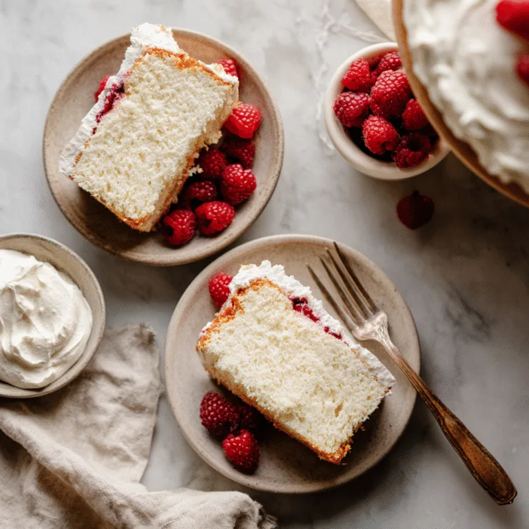 Raspberry Angel Food Cake (Light, Fluffy & Elegant)