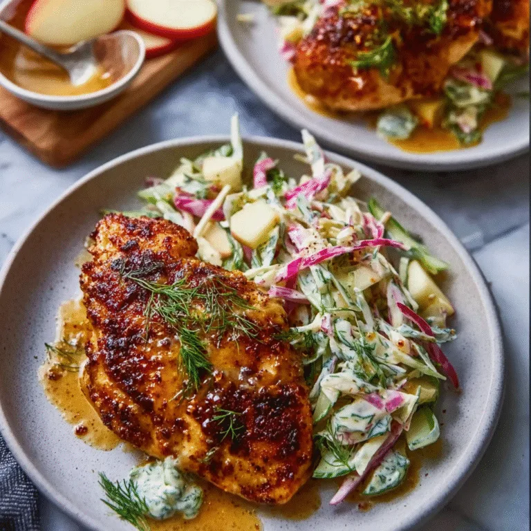 Sticky Apple Cider Chicken with Crisp Autumn Slaw