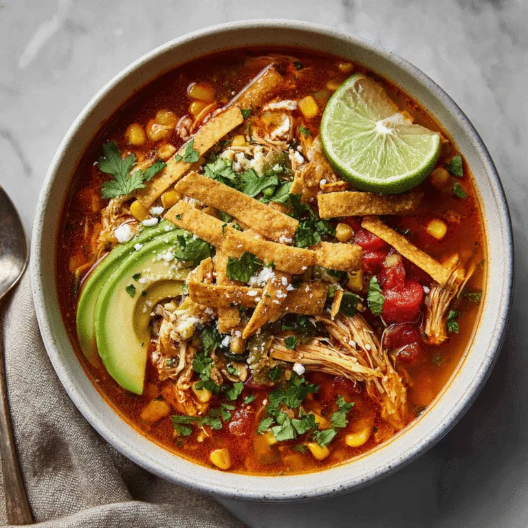 Easy Spicy Poblano Chicken Tortilla Soup