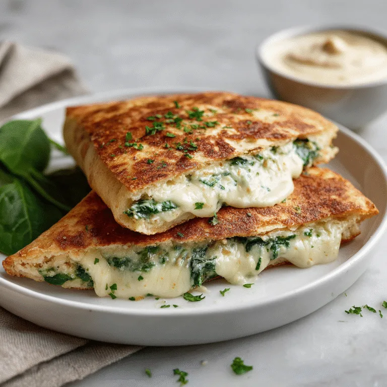 Spinach and Artichoke Pita Grilled Cheese