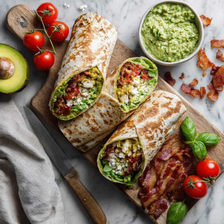 Pesto Chicken & Avocado Bacon Salad Wrap