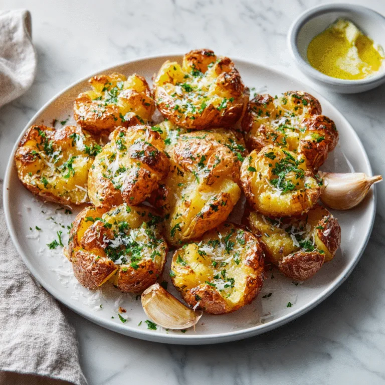 Roasted Garlic Butter Smashed Potatoes