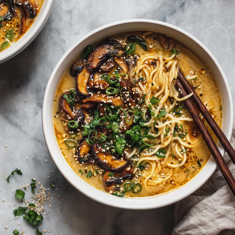 30-Minute Creamy Sesame Miso Ramen with Crispy Mushrooms
