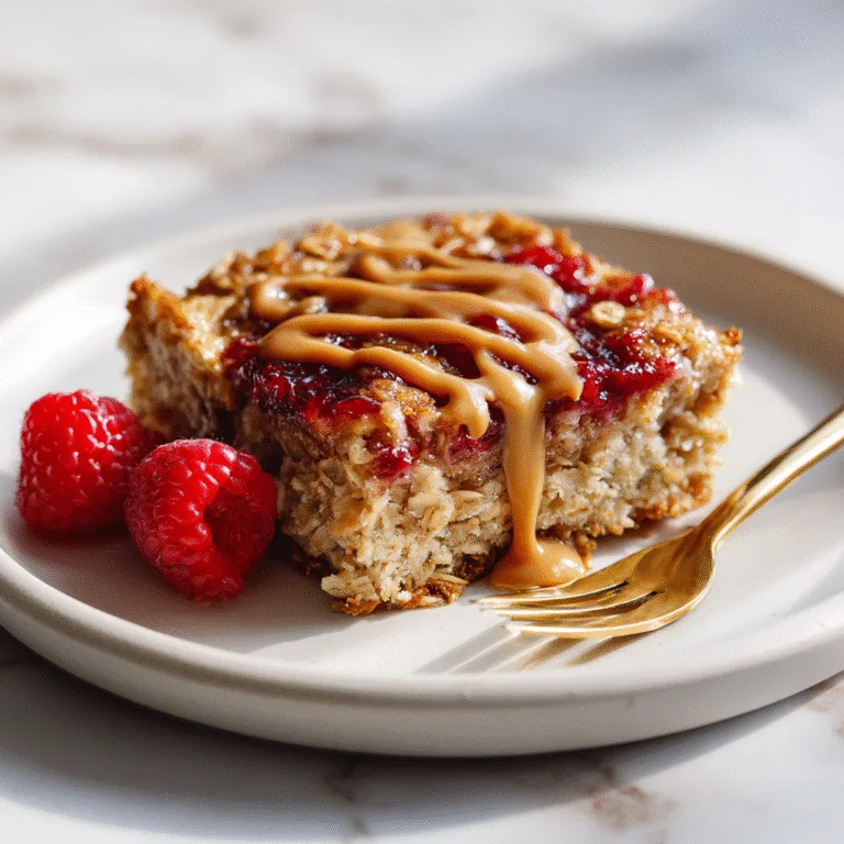 Peanut Butter and Jelly Oatmeal Bake