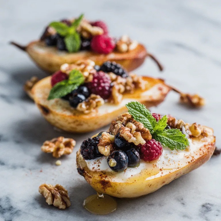 Baked Pears with Berries, Walnuts & Honey