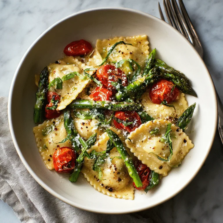 Ravioli with Asparagus, Cherry Tomatoes & Fresh Herbs