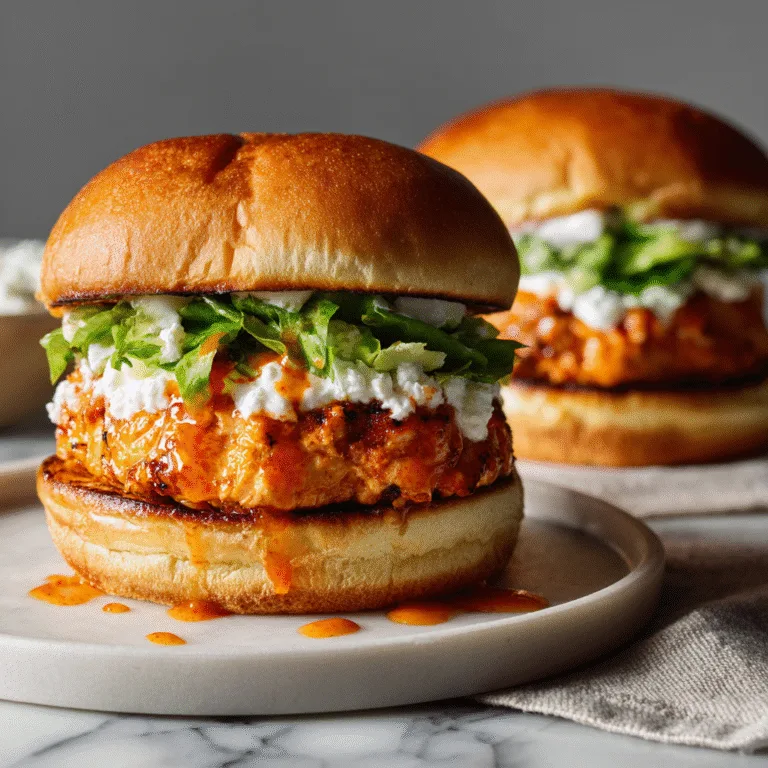Buffalo Chicken Burgers with Whipped Feta