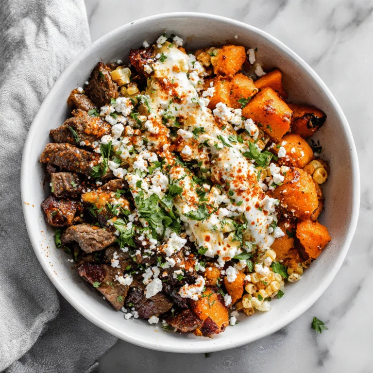 Street Corn Beef and Sweet Potato Bowls