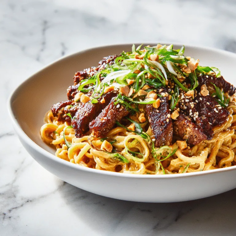 Caramelized Beef with Creamy Peanut Noodles – A Rich, Flavor-Packed Comfort Bowl