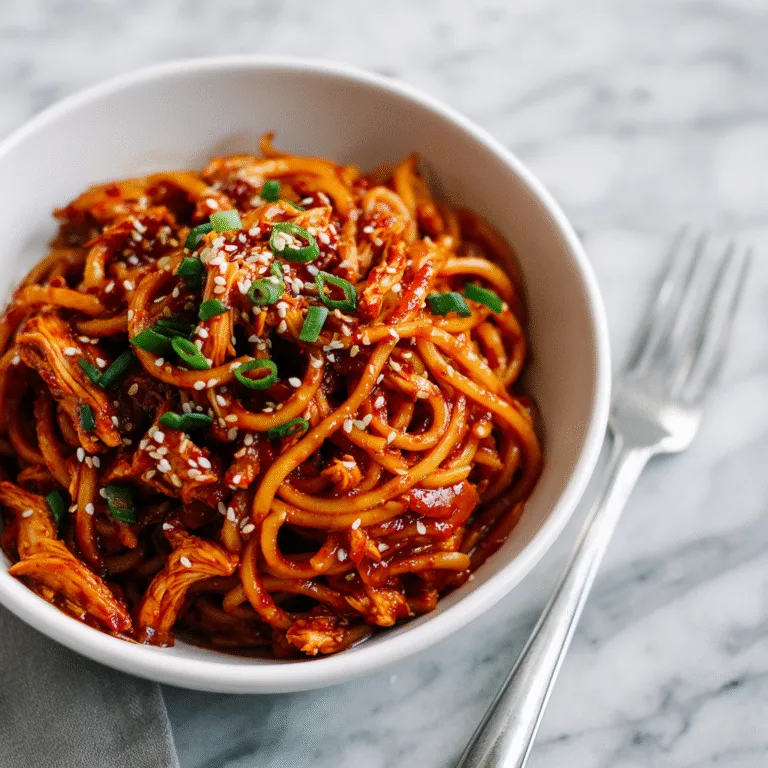 Saucy Gochujang Noodles with Chicken – Bold, Spicy & Comforting