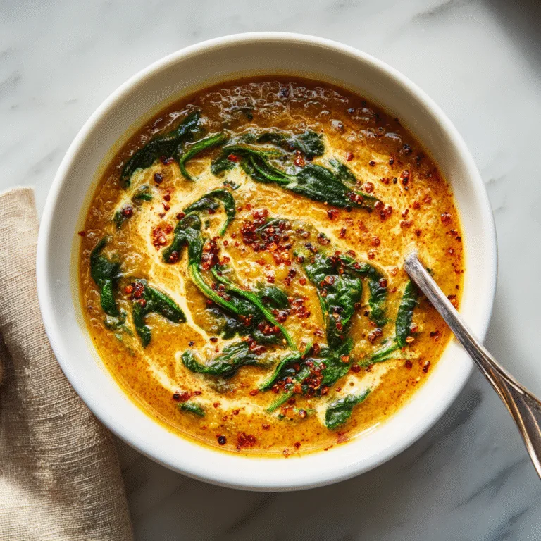 Smoky Red Lentil Soup with Spinach – Cozy, Nourishing & Deeply Flavorful